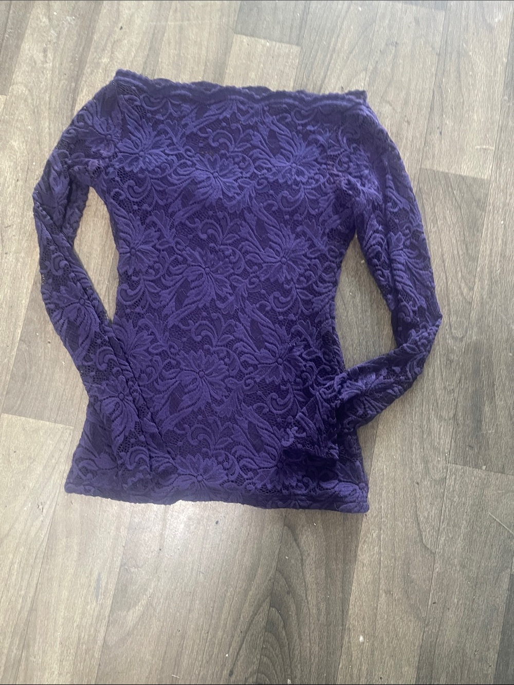 PattyBoutik Deep Purple Lace Long Sleeve Top